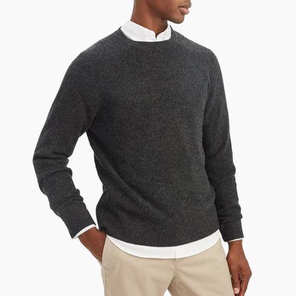 NAADAM cashmere waffle sweater, dark grey